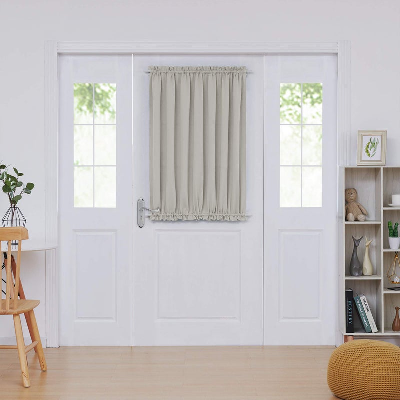Deconovo Blackout Door Curtain for Glass Doors & Sidelights, Thermal Insulated Privacy Panel with Dual Rod Pockets & Adjustable Tieback, Machineâ€‘Washable Curtain (54W x 40L, Light Beige, 1 Panel) - Image 1